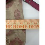 Coach Medium Signature Shoulder Handbag Beige With Hot Pink Leather Trim Photo 8