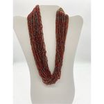 Layered red and brown multistranded statement necklace Red Photo 1