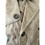 Vintage Beige Leather Distressed Double Breasted Blazer Jacket Missing Belt S Photo 7