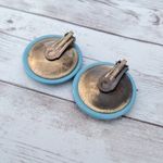Vintage Clip On Earrings Extra Large Retro Circle 1.5" Light Blue Photo 3