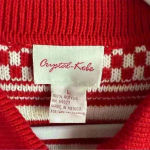 Crystal Kobe Zip Up Sweater Large Red And White Winter Warm‎ Cardigan Ski Casual Photo 8