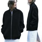 ZARA  Monteco Wool Front Zip Oversized Bomber Jacket Black Size XS Photo 1