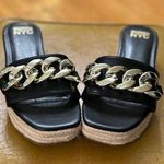 Women's Madden NYC Black Gold Platform Sandals Size 8 Photo 0