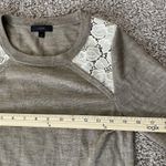 J.Crew  Sweater Womens Size XS Tan Lace Floral Merino Wool Sweatshirt Photo 3