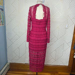 Saylor  Suzie Long Sleeve Lace Sheath Midi Dress Fuchsia‎ Pink Size Medium Photo 8