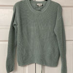 Lucky Brand Tie Back 100% Cotton Sage Sweater Size Medium Knitted Knit Sweater Photo 0