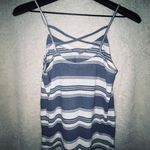 Universal Threads Dusty Blue & White Striped Cross back Top Photo 2