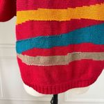 Vintage 80s Chaus Boat Neck Brush Stroke Bold Sweater M Red Size M Photo 4