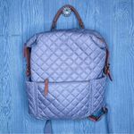 Tommy Bahama Light purple & brown leather detail Quilted backpack bag Laptop Poc Photo 0
