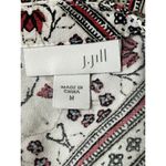 J.Jill Womens Medium Rayon White Red Blue Long Sleeve Scarf Print Blouse Tunic Photo 5