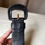 Vintage Charter Club Wide Black Leather Belt Curved Buckle 2" Medium Photo 3