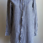 CP Shades  Linen Striped Shirt Dress Full Button Down Photo 0