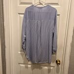 Premise  Studio Blouse Women’s White Blue Striped Long Sleeves Rayon Top‎ Large Photo 7