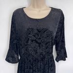 CHRIS & CAROL PLUS Burnout Velvet Paisley Midi Dress Bell Sleeve Womens 1X Black Photo 1