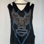 Harley Davidson Tank Top Tee Distressed Strappy Biker Moto Motorcycle Sz Med Y2K Black Photo 4