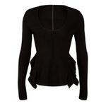 Opening Ceremony Black Side Flounce Knit Top Size Large Women's Scoop Neck Photo 2