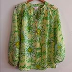 Lilly Pulitzer New  Elsa Top Long Sleeve Blouse Limoncello Sunbelievable Small Photo 2