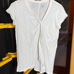 Soma Lotus by  Peruvian Pima Cotton White Knotted Front V-Neck Tee Size Medium Photo 0