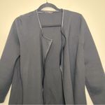 J. McLaughlin Black Open Front Cardigan Faux Leather Trim Sweater Coat M Photo 1