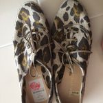 Charlotte Olympia  women's size 35 EU leopard print lace up flat canvas loafers Photo 1
