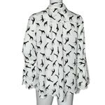 Chico's  Shirt Womens Medium Black‎ White Giraffes Neutral Office Casual Novelty Photo 3