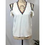 Maje Lisea Cold Shoulder Crepe Top Black White S Photo 2