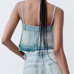 ZARA NEW!  Denim Skirt Effect Crop Top Photo 4