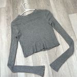 Free People  Tshirt thermal waffle knit crop womens Gray (small) casual Photo 0