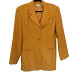 Ann Taylor Vtg Mustard Yellow Silk Blazer Sz 10 Button Front Photo 0