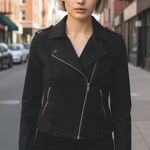 True Religion BLACK DENIM MOTO JACKET Size Large Biker Photo 0