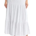 Abound  White Tiered Boho Fairy Lined Cotton Blend Maxi Skirt size L NEW Tags Photo 0