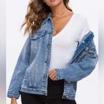🧥 Cantonwalker Women’s Oversized Vintage Washed Boyfriend Denim Photo 2