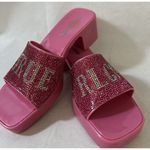 True Religion NEW many sz  Pink Chunky Y2K Heel Slip-On Sandals Embellished Mule Photo 0