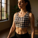 Costume Gallery White & Black Houndstooth Sports Bra (L) Size L Photo 0