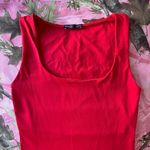 ZARA cherry red square neck fitted tank top Photo 4