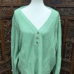 st. john's bay NEW  Henley Sweater Womens 2XL Green V Neck Buttons NWT Photo 0