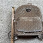 Bebe  Maria Velvet Quilted Large Backpack Taupe Gold Hardware MSRP 109 Photo 2