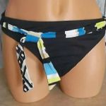 Jag jeans NEW NWOT Solid Black Blue White Belted Stripe Y2K Bikini BOTTOM XL Photo 1