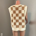 Maeve  By Anthropologie Checkered Sweater Vest Women's Size M Neutral BOHO #160 Photo 4