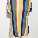 W5 Anthropologie Womens Stripe Short Sleeve Tie Front Top Multi-Color Size Large Photo 0