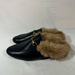 ARQA LEATHER MULES W/FUR WOMEN SLIP ON LOAFER GOLD BUCKLE BLACK EU 40 Sz 9 NEW Photo 1