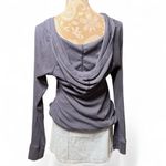 Maurice's Y2K Waffle Knit Baby Doll Hooded Sweater Henley Size Large Photo 3