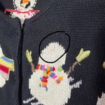 Susan Bristol  Black Snowman Embroidered Button Front Cardigan Sweater Size L Photo 2