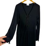 LNA Kalaya Ribbed Knit Black Long Sleeve Bodycon Lace Up Front Jumpsuit Size 1X Photo 4