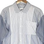 American Eagle Women’s Blue and White Mixed Stripe Button Front shirt Photo 3
