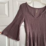 Free People  Womens Small Purple Smocked V Neck Top Boho Festival Photo 2
