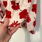 FREE ASSEMBLY Button Shoulder Blouse Long Sleeve Light Pink ? Red Floral Ruffle Size L Photo 9