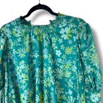 Free People NWT Sea Combo Clarissa Floral Print High Neck Smocked Blouse XS Photo 3