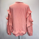 easel Knit Ruffle Shirt Rose Peach Raw Edge Boho Feminine Girly Comfy Cotton S/M Photo 3