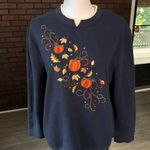 Embroidered Fall Pumpkin Sweatshirt Size L Photo 0